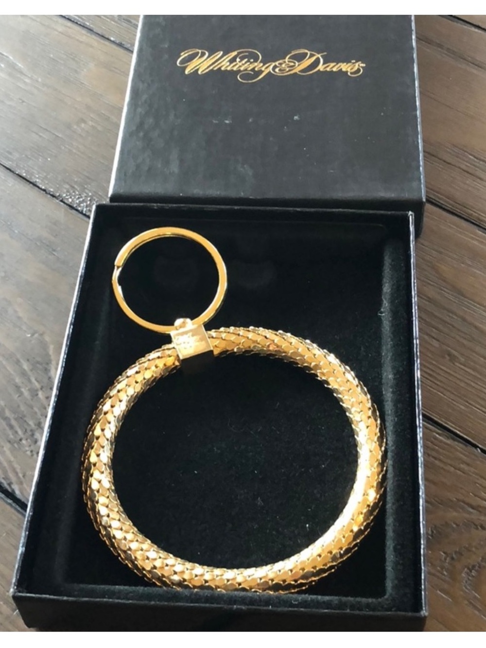 Vintage Whiting & Davis Gold Key Ring Chain